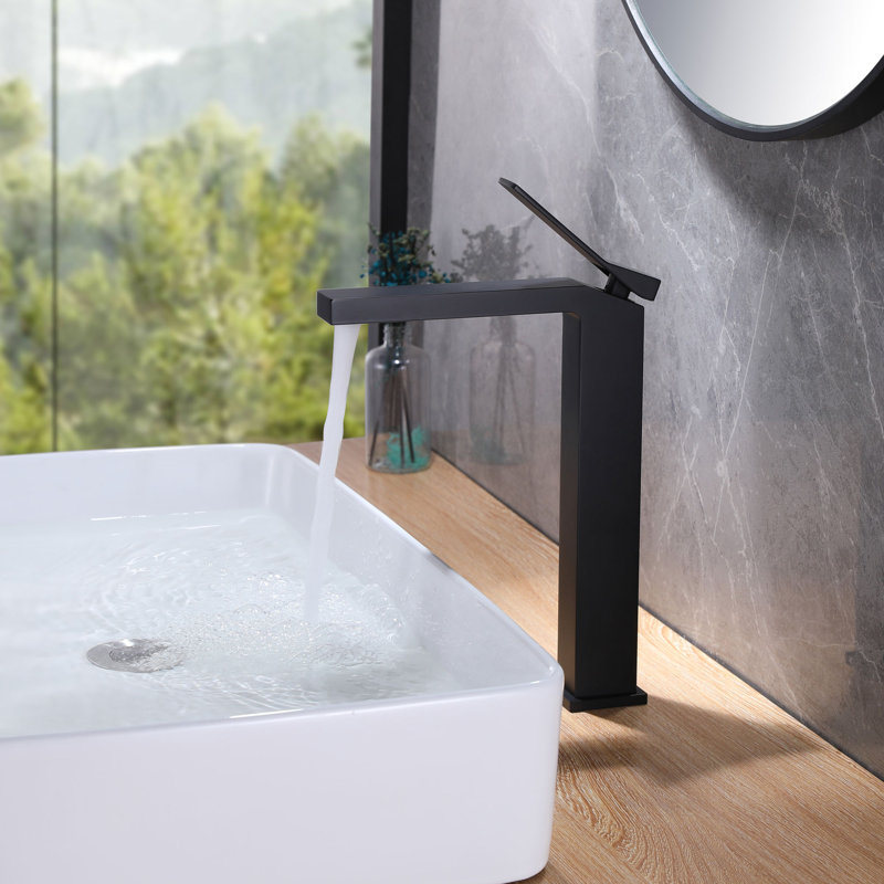 Robinet pour salle de bain à poignée simple 11,7 po, Noir mat