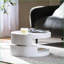 Table basse rotative blanche moderne ultrabrillante pour le salon, multifonctionnelle avec rangement caché