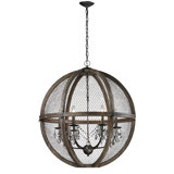 Wesley 6 - Light Wood Dimmable Globe Chandelier