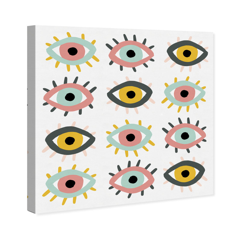 «Party Eyes, Mystic Eyes», impression sur toile rose moderne pour la chambre à coucher, H 24 po x l 24 po, Toile tendue