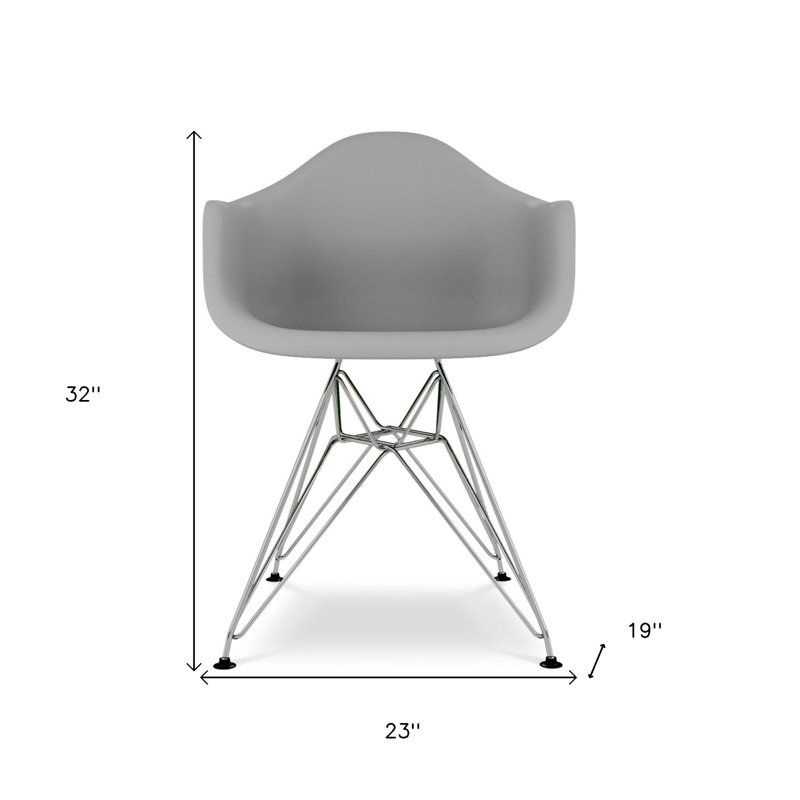 Chaise de salle à manger grise et argentée en plastique robuste