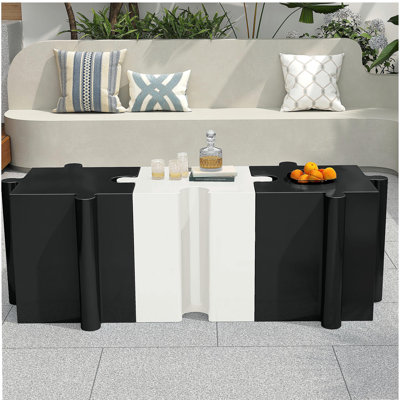 Ensemble de 3 tables de casse-tête artistiques, tables d'appoint modulaires MGO avec emboîtement (2 convexes et 1 concave), capacité de 200 lb pour l'intérieur et l'extérieur, couleur noir et blanc