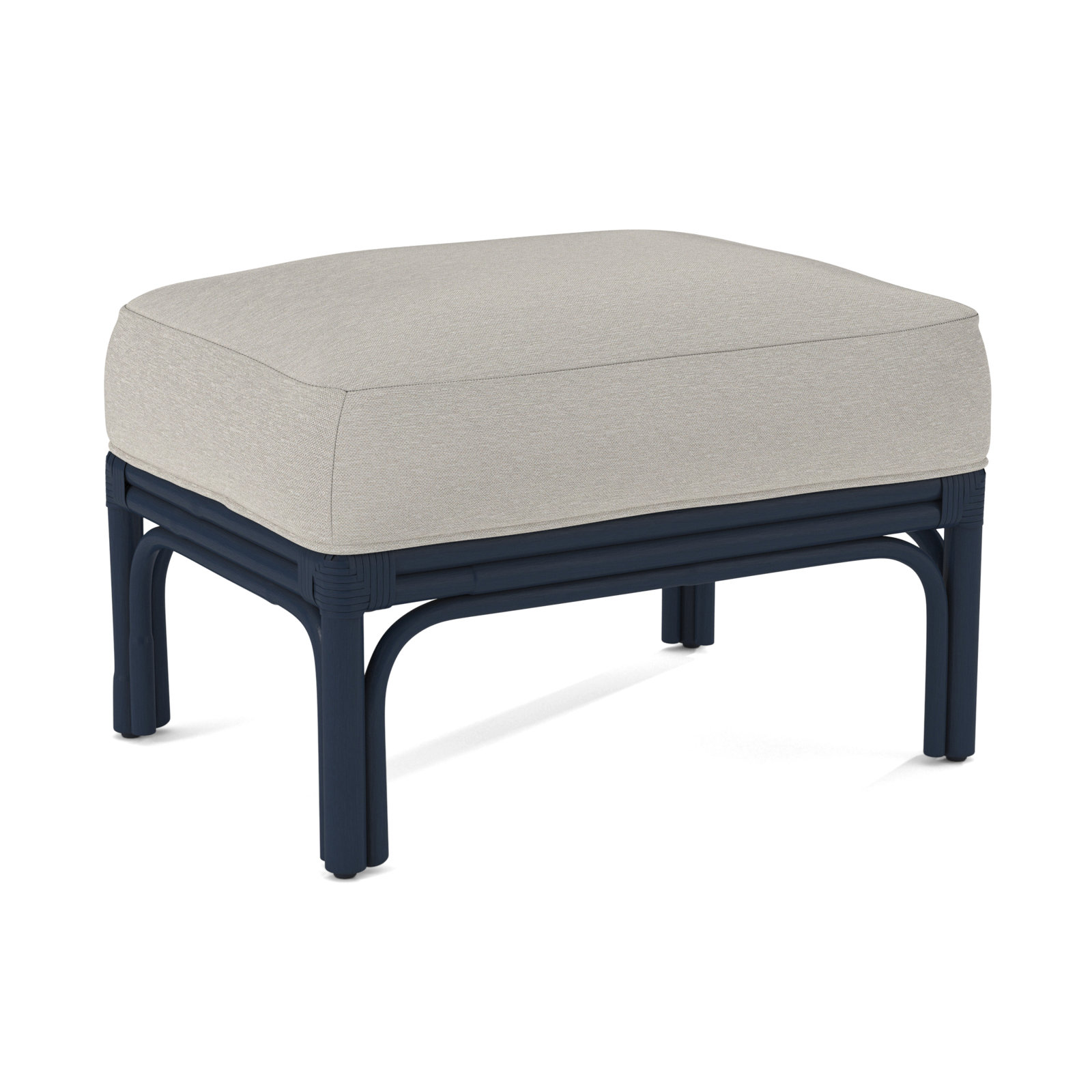 Boca Upholstered Ottoman, Navy, White Performance Fabric; 0851-94