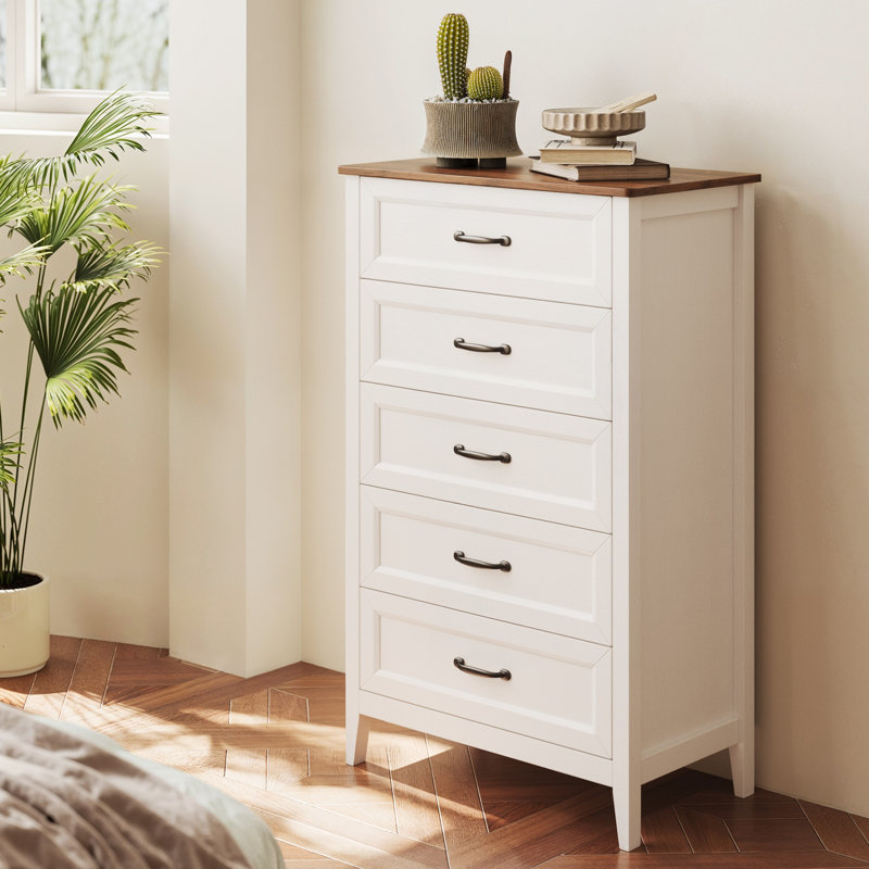 27.6-inch wide five-drawer dressing table/storage cabinet, Beige