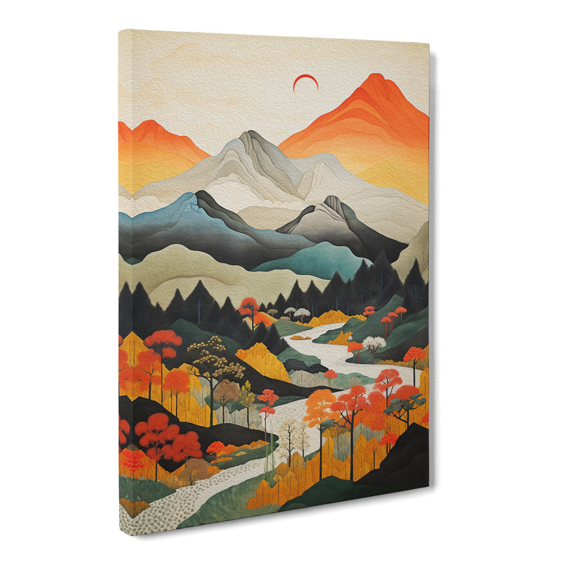 Japanese Mountains Constructivism No.2 - No Frame Print, 76cm H x 50cm W x 3cm D