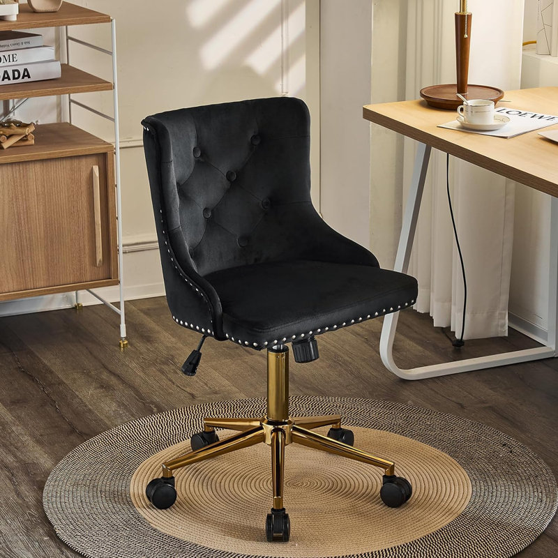 Chaises de bureau et chaises de travail Matthias, Or, Noir