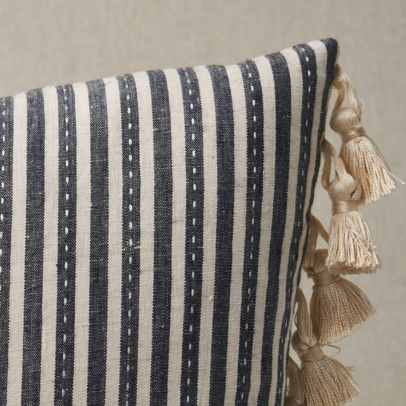 Mathis Ticking Stripe Pillow, Carbon, 16" x 12"