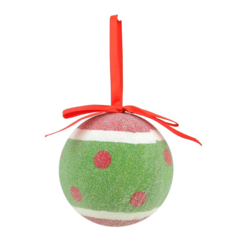 Ensemble d'ornement boule de Noël incassable à pois 6 carats blanc et vert 2,75 po (60 mm)