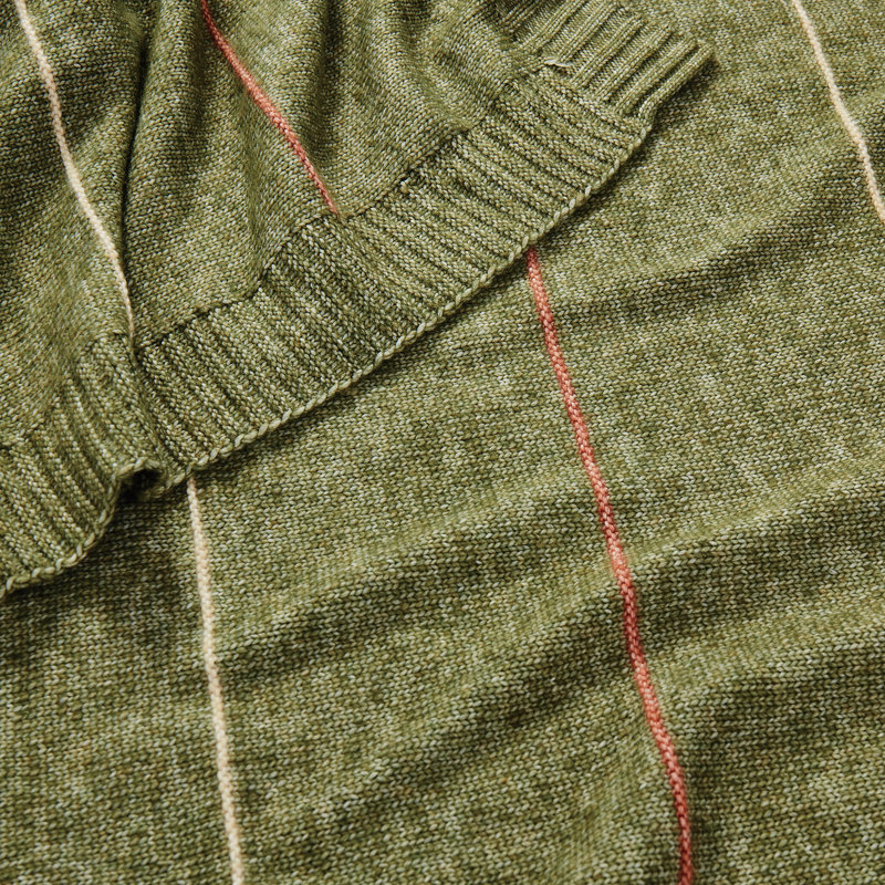 Jeté rayé en tricot Brooklyn Loom, Vert