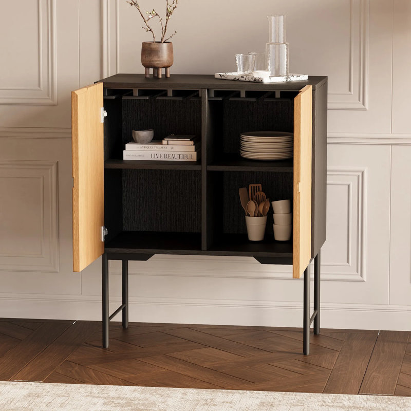 Armoire de rangement 31 po Mid-Century moderne, buffet avec armoires, crédence d'entrée