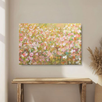 Abstract Spring Flowers Minimalist Art - Large 24" x 36" Wrapped Canvas Art