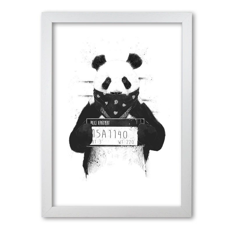 Bad Panda 1 Piece Wall Art, 29.7 cm H x 21 cm W x 5 cm D, White Grain