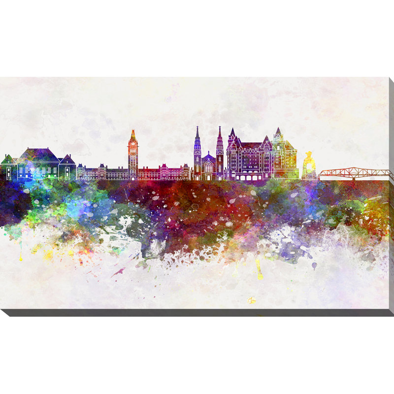 Impression d’art graphique sur toile tendue ottawa skyline, H 18 po x l 30 po x P 1 po