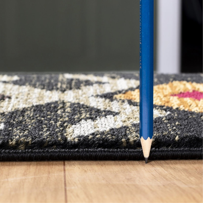 Tapis tribal Gcyls4004, 7 pi 10 po X 3 po, noir, polypropylène, teinté, pour usage quotidien très fréquenté, et tapis noir pour animaux avec - Gcyls4004, 100% Family Homes,