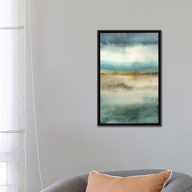 « blue rétablissement », reproduction sur toile, H 26 po x l 18 po x P 1,5 po, Toile avec cadre noir, Pas de tapis