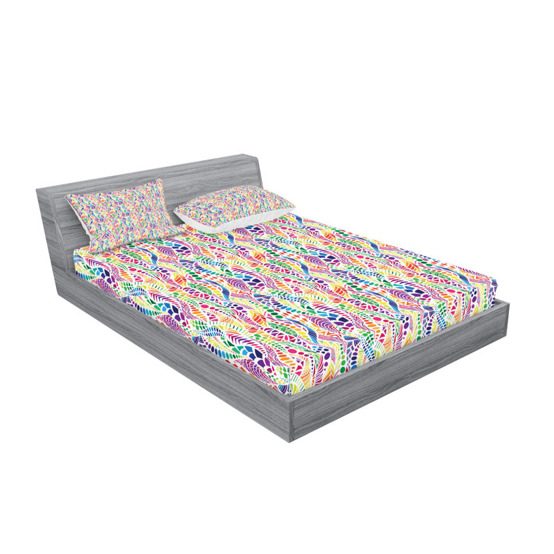 Multicolore drap-housse et coussin décoratif Ambesonne, Ensemble de draps pour grand lit + 5 pièces suppl