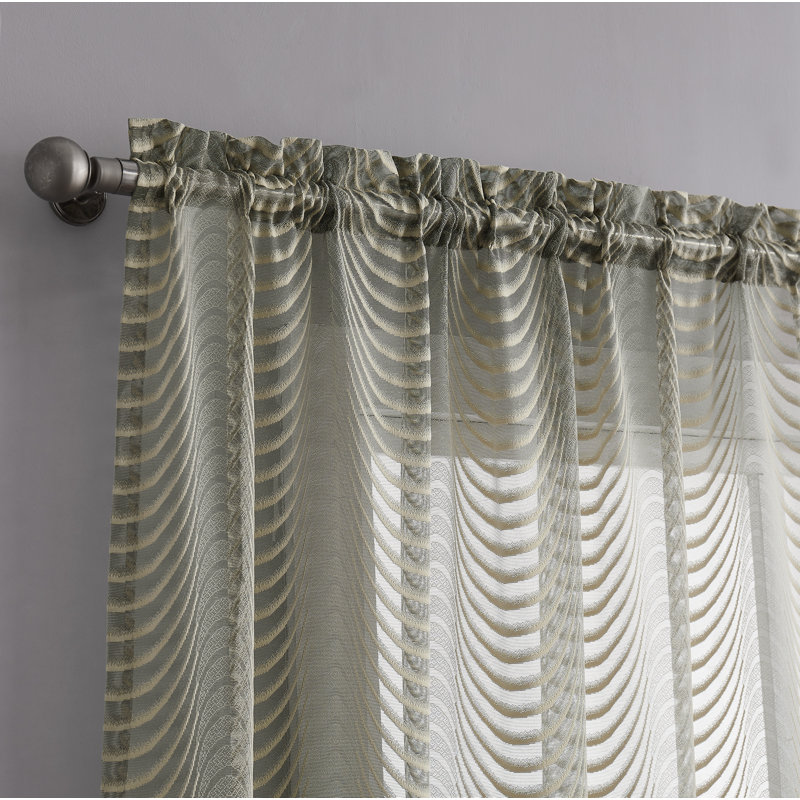 Ensemble de rideaux semi-transparents Wave Lace, Beige, L 54 po x L 84 po