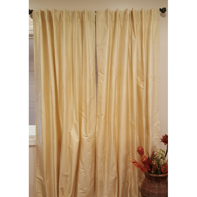Silk Room Darkening Single Curtain Panel, 50" W x 108" L, Pearl