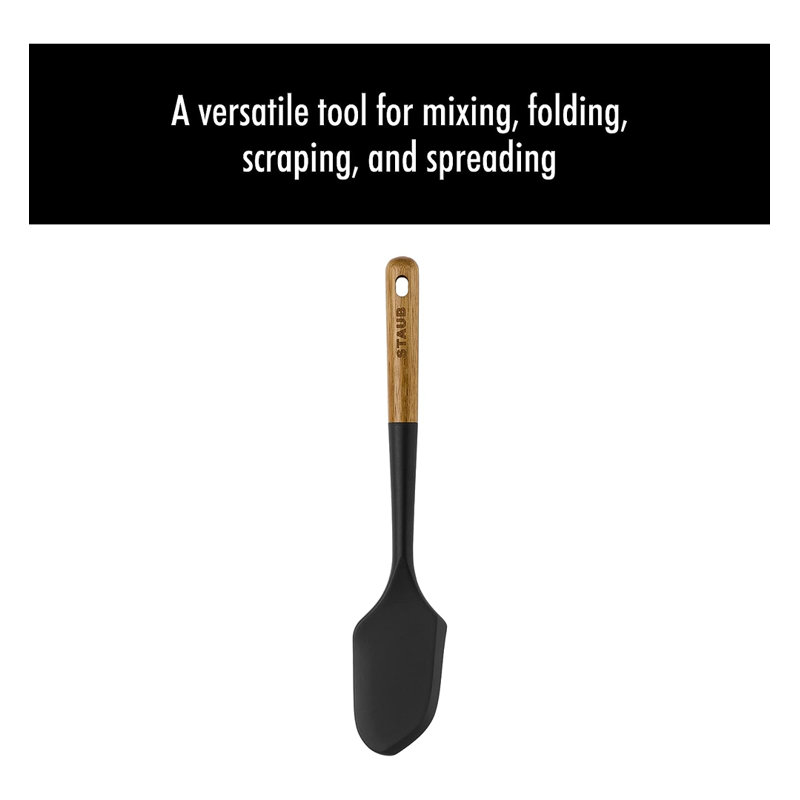 Matte Black Silicone and Acacia Wood Spatula