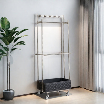Metallic Leather Coat Rack Storage