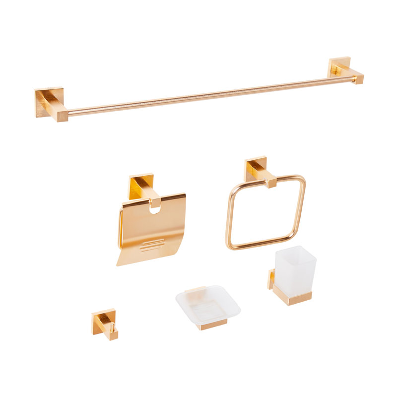 6-Piece Bathroom Hardware Set UVITA with Towel Bars and Hooks, Gold