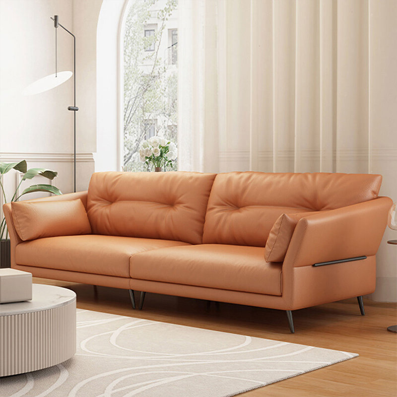 Canapé modulaire orange en cuir véritable, Orange
