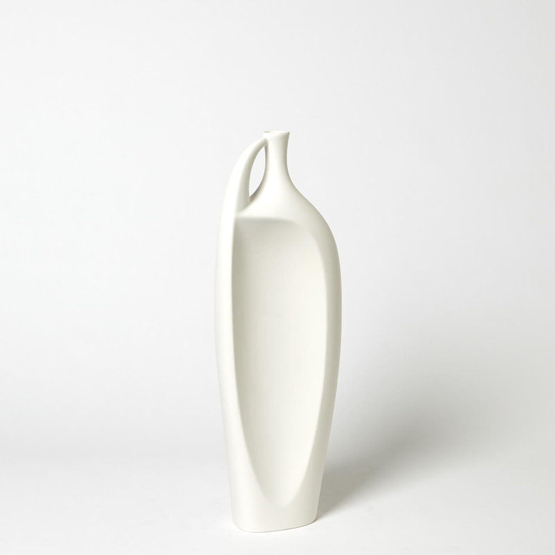 Indentation Vase-Matte White, 21" H x 4" W x 7" D