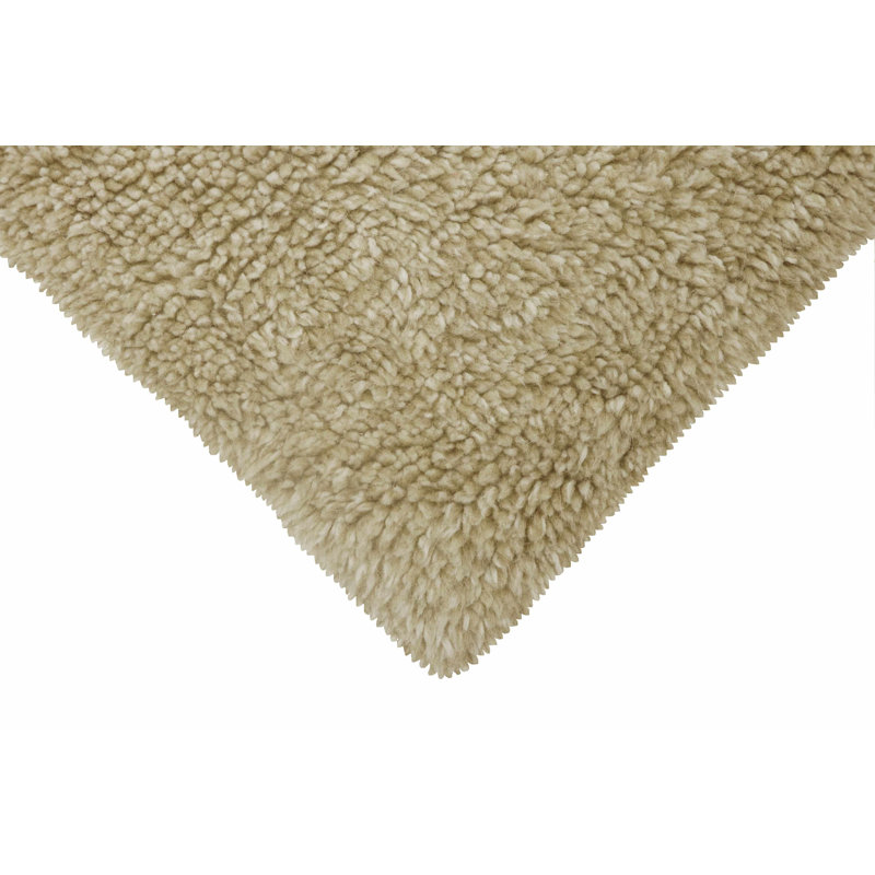 Sheep Beige Tufted Wool Area Rug 7'10" x 5'7" with Non-Slip Feature