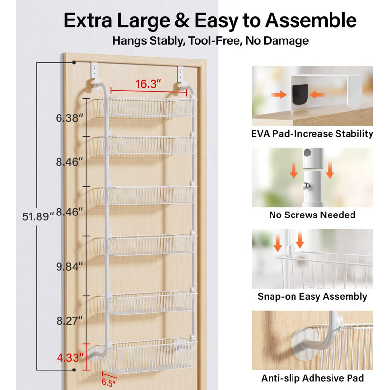 Door Spice Rack with Adjustable Racks