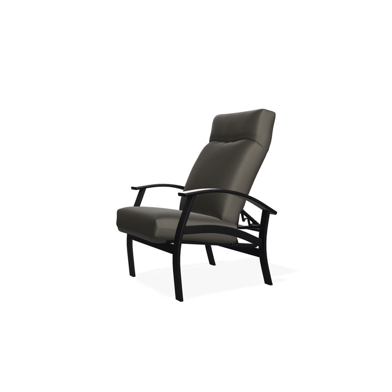 Chaise à dossier profond réglable en hauteur Belle Isle, Noir, Lin naturel