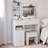 37" Middle Size Left Drawer Desktop Vanity Table + Cushioned Stool, Large Sliding, Touch Control, Tri-Color Switching, Brightness Adjust LED Mirror, High Capacity Storage, Suitable For Large Space-1154171921