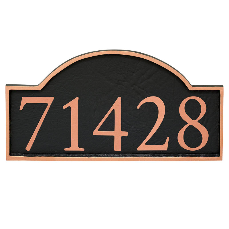 Soft Serif 1-Line Wall Address Plaque, Black, Copper