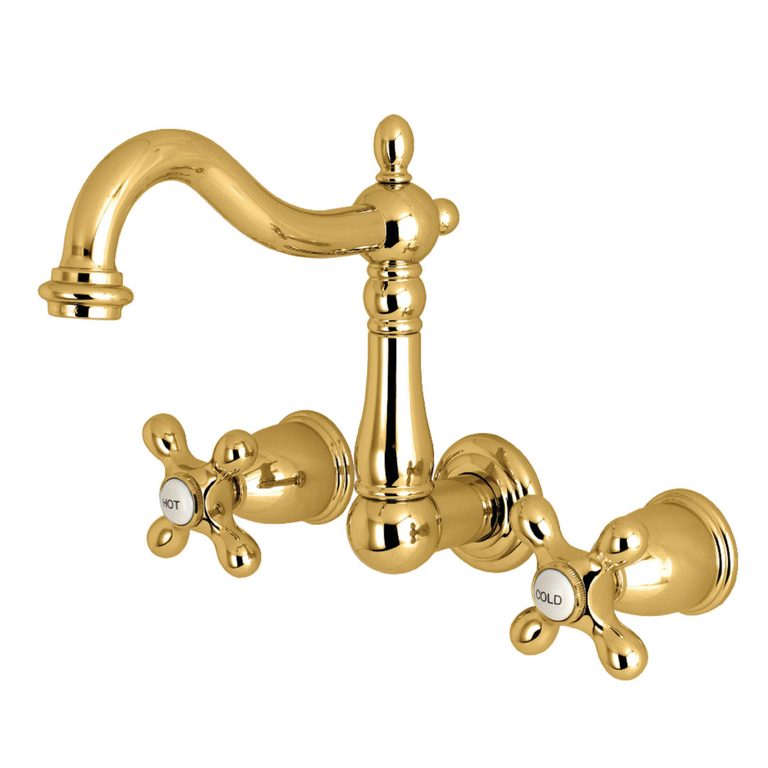 Kingston Brass Heritage Two-Handle 3-Hole Wall Mount Bathroom Faucet Kingston Brass 