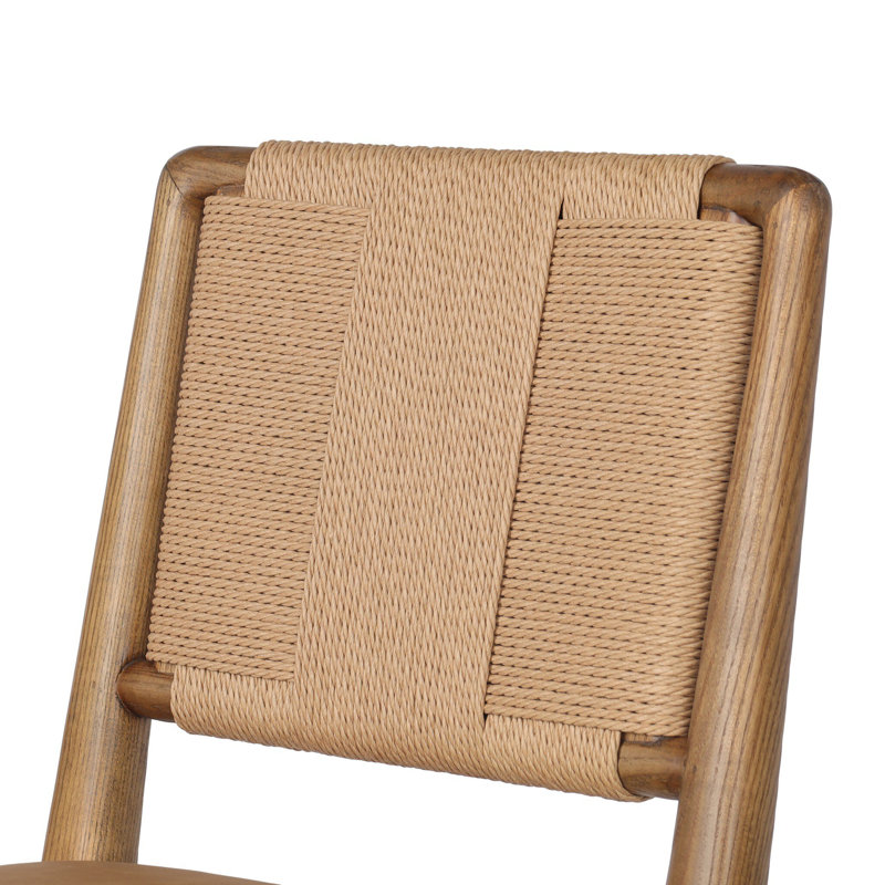 ROTHLER Stool, Counter Stool (27” Seat Height), Tan Ash, Maestro Camel/Genuine Leather