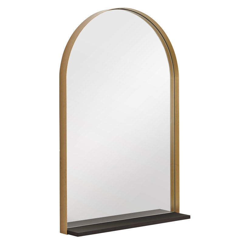 Iron Flat Wall Mirror with Shelves