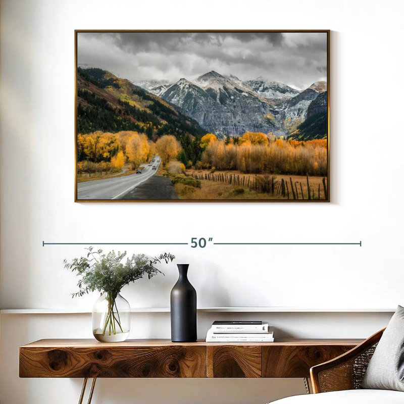 Route d'automne à Telluride, Cadre flottant doré, 40 po x 27 po