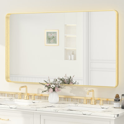 Miroir de salle de bain mural en verre trempé et métal Molly