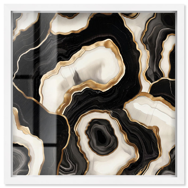 «Coal Core Shadowbox Print Geode» par Art Remedy, H 13 po x l 13 po, Blanc
