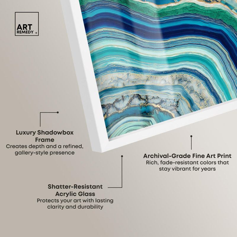 Art abstrait bleu sarcelle abstrait Agate II bleu sarcelle par Art Remedy, H 21 po x l 17 po, Blanc