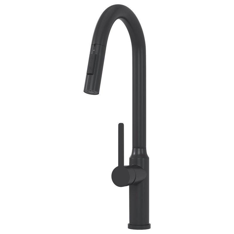 Robinet de cuisine rétractable noir mat avec certification - longue portée 19,3 po, Noir mat