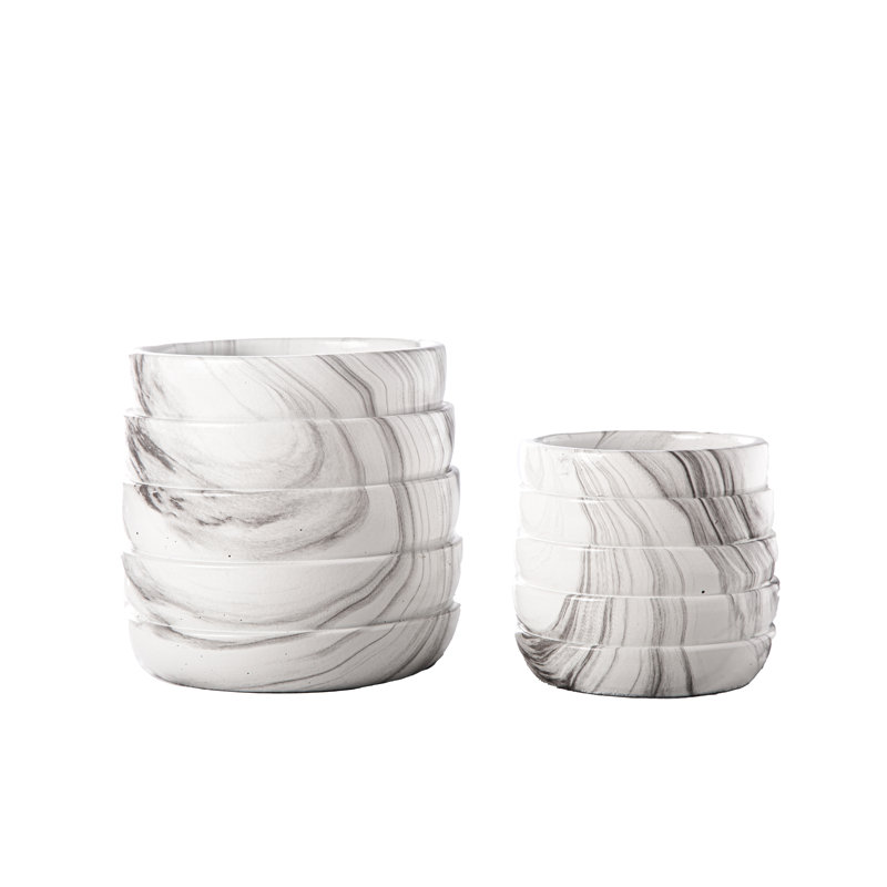 Ensemble de pots à fleurs en ciment 2 pièces, Blanc
