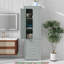 Grande armoire de rangement étroite avec portes, tiroirs et tablettes réglables, armoire de rangement en bois pour salle de bain cuisine de bureau-114229463