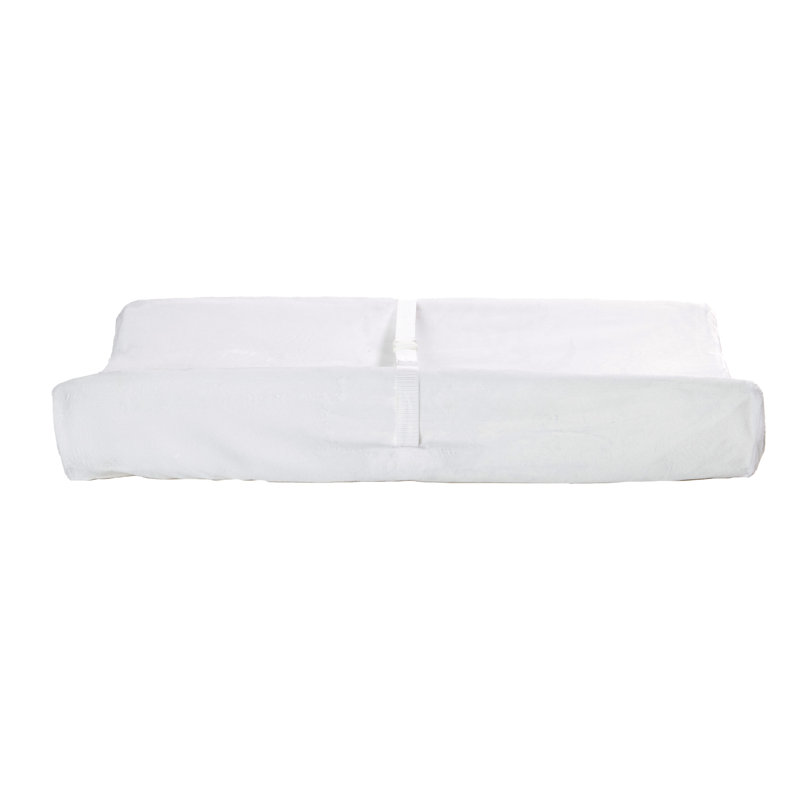 White Contoured Foam Baby Changing Pad with Removable Cover