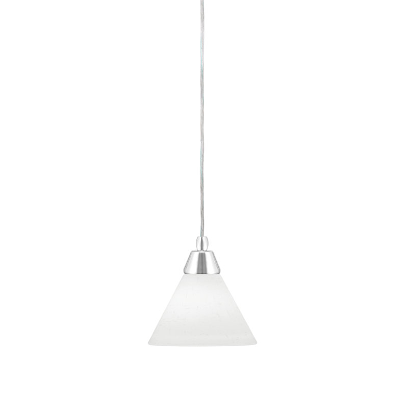 Mini-luminaire suspendu avec cordon en verre blanc 7 po Any, Chrome