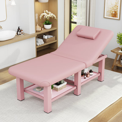75" Professional Massage Table, Comfortable PU Leather Folding Table, Massage Bed With Adjustable Backrest And Head Pillow