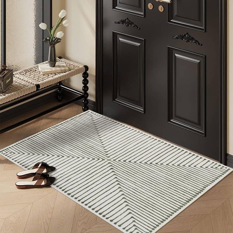 Milet - tapis d'intérieur lavable à la machine - tapis vert beige 2 pi x 3 pi, Rectangulaire 2 pi x 3 pi