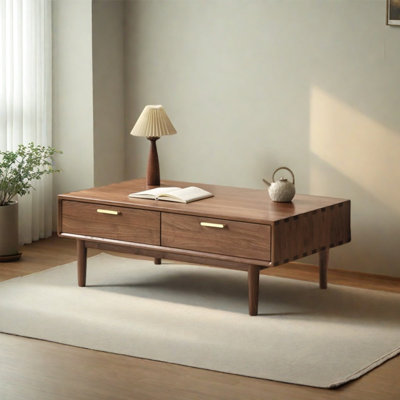 Modern solid wood storage coffee table