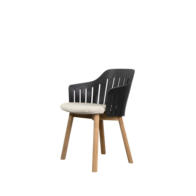 Choice Chair Outdoor and Four Teak Legs Base with Upholstery Cover Set (Cane-line Free Seat-Back Cover), Teak/Black/Sand