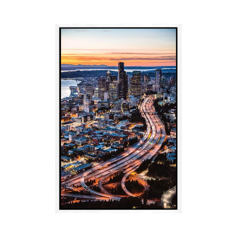 Aerial View Of Seattle At Dusk, USA by Matteo Colombo - Gallery-Wrapped Canvas Giclée on Canvas, 66.04 cm H x 45.72 cm W