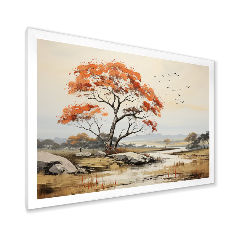 «Earthy Tones Majestic Baobab Tree», reproduction sur toile, H 16 po x l 32 po x P 1 po, Cadre photo blanc